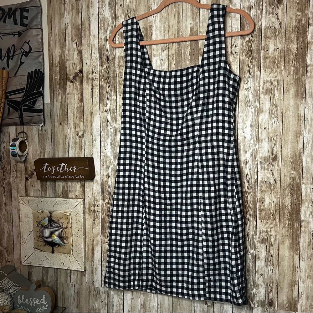 Navy andβ White Checkered Dress